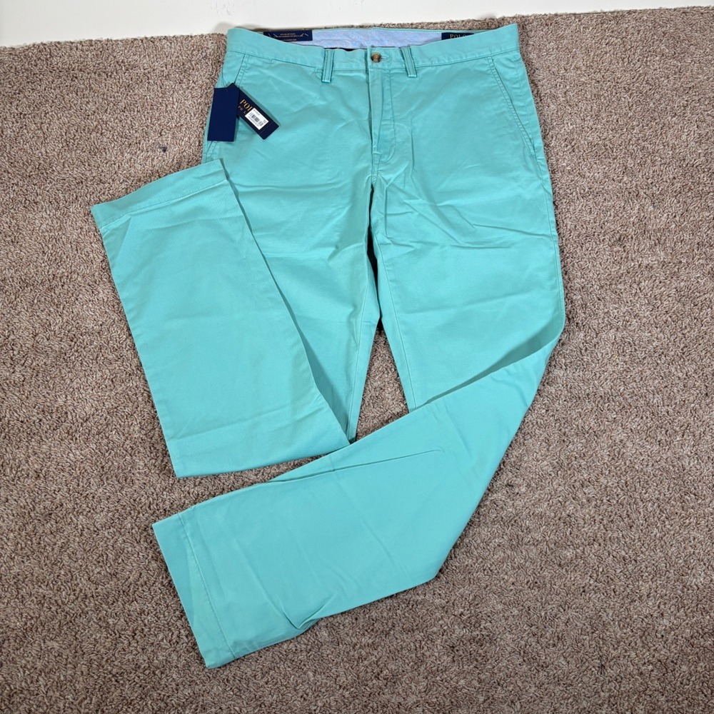 Polo Ralph Lauren Mens Stretch Straight Fit Chino Pants Turquoise Green 34x34